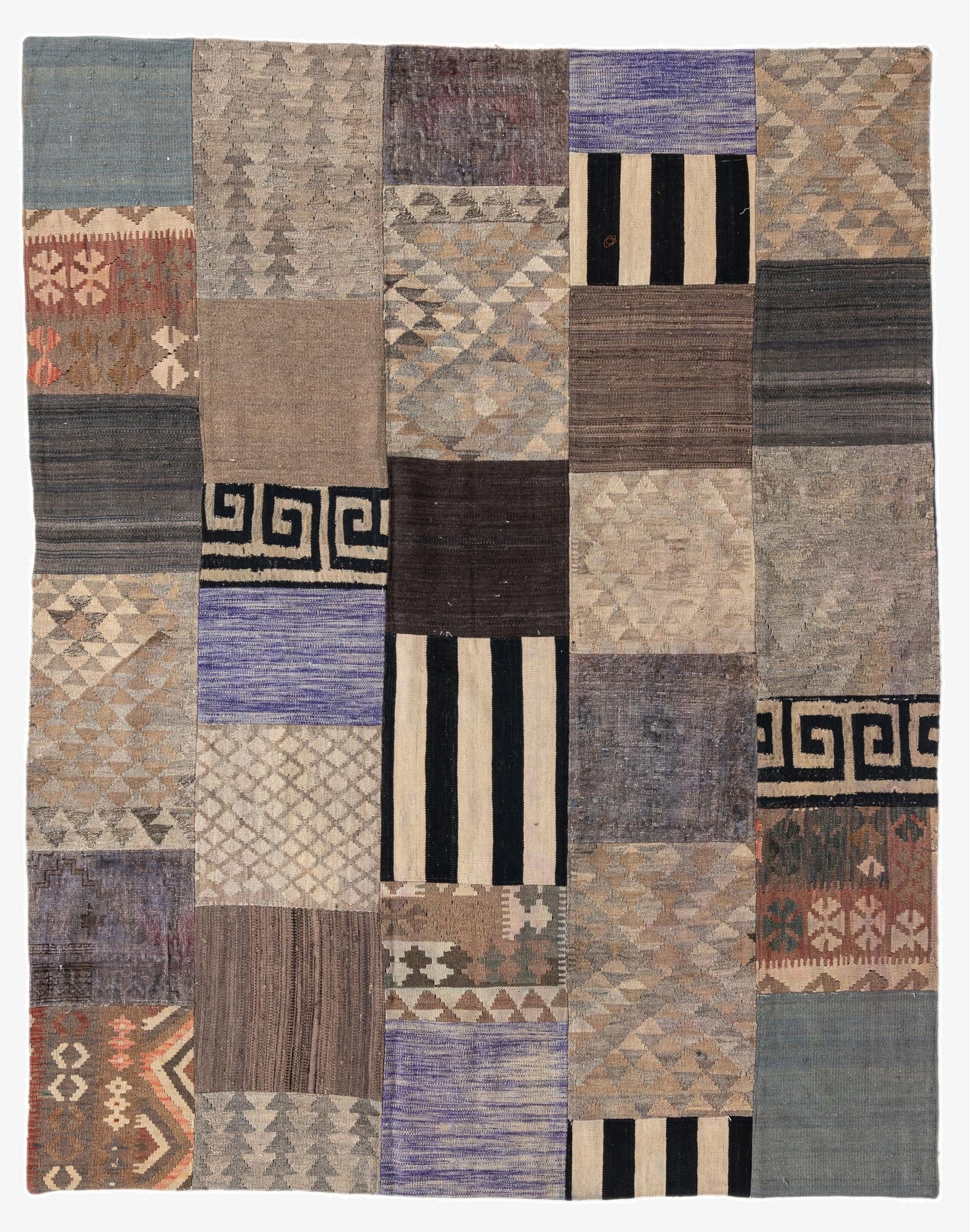 6' x 7' 9  Hand Woven Kilim Patchwork Wool Rug