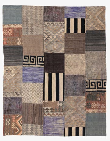 6' x 7' 9 Hand Woven Kilim Patchwork Wool Rug