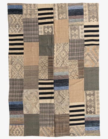 6' 8 x 9' 9 Hand Woven Kilim Patchwork Wool Rug