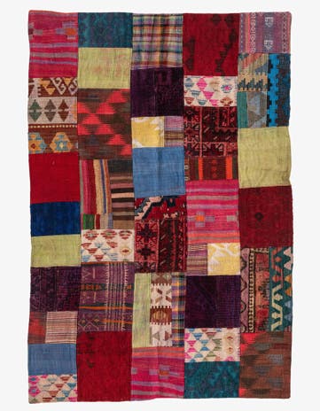 4' x 6' Hand Woven Kilim Patchwork Wool Rug