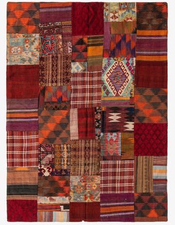 5' 9 x 8' Hand Woven Kilim Patchwork Wool Rug