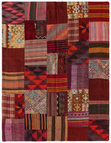 5' 1 x 6' 7 Hand Woven Kilim Patchwork Wool Rug
