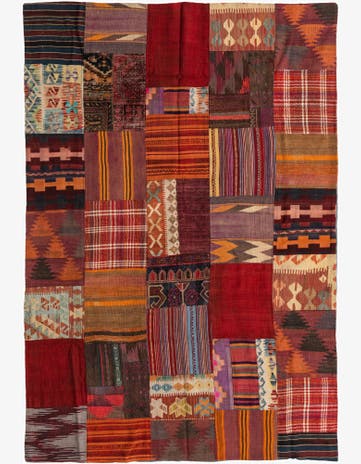 5' 5 x 8' Hand Woven Kilim Patchwork Wool Rug