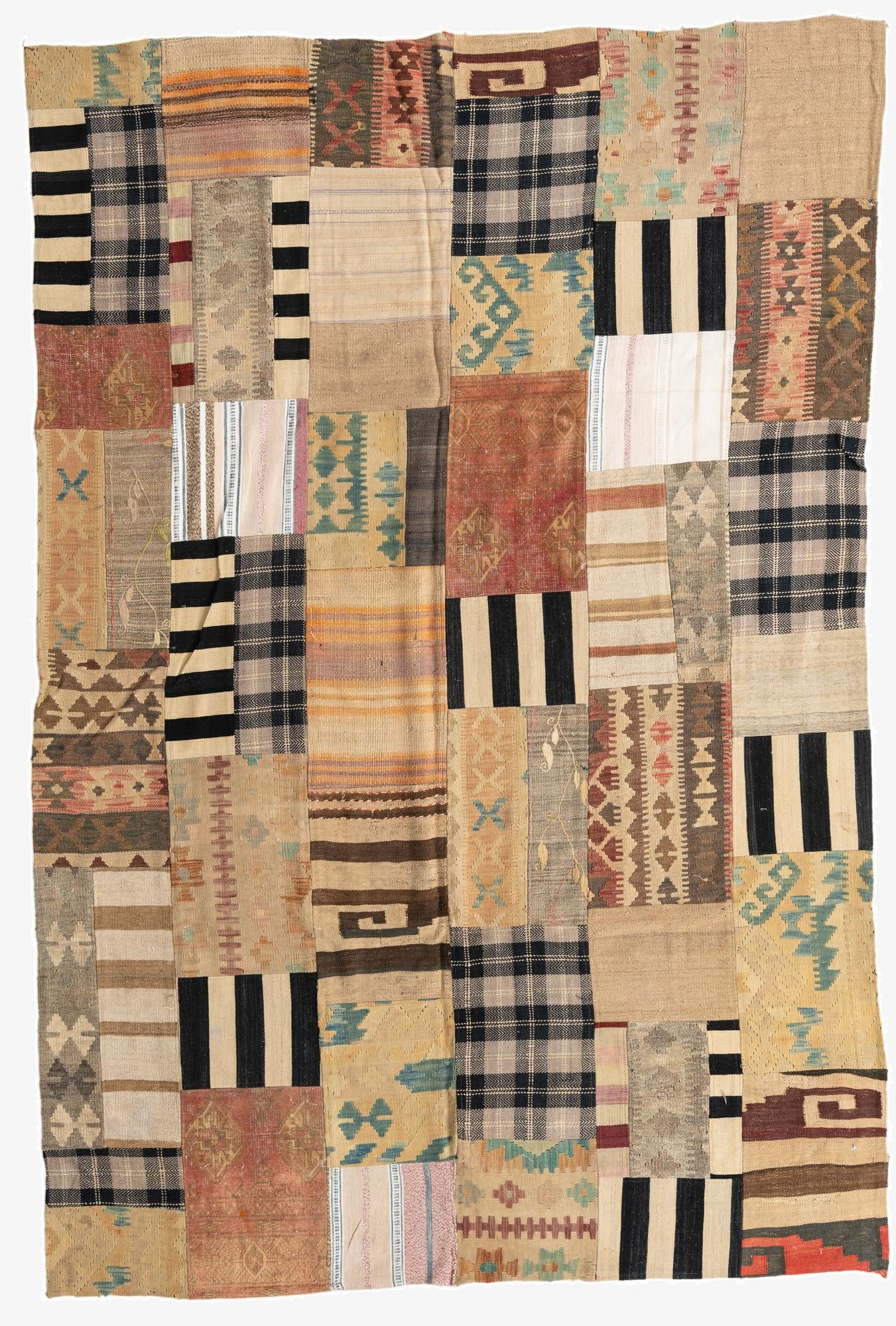 6' 5 x 9' 5  Hand Woven Kilim Patchwork Wool Rug