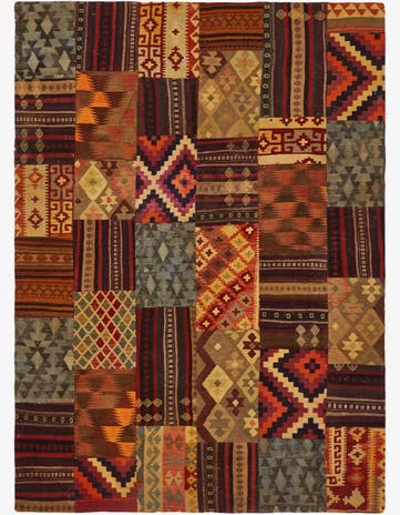 7' x 9' 8 Hand Woven Kilim Patchwork Wool Rug
