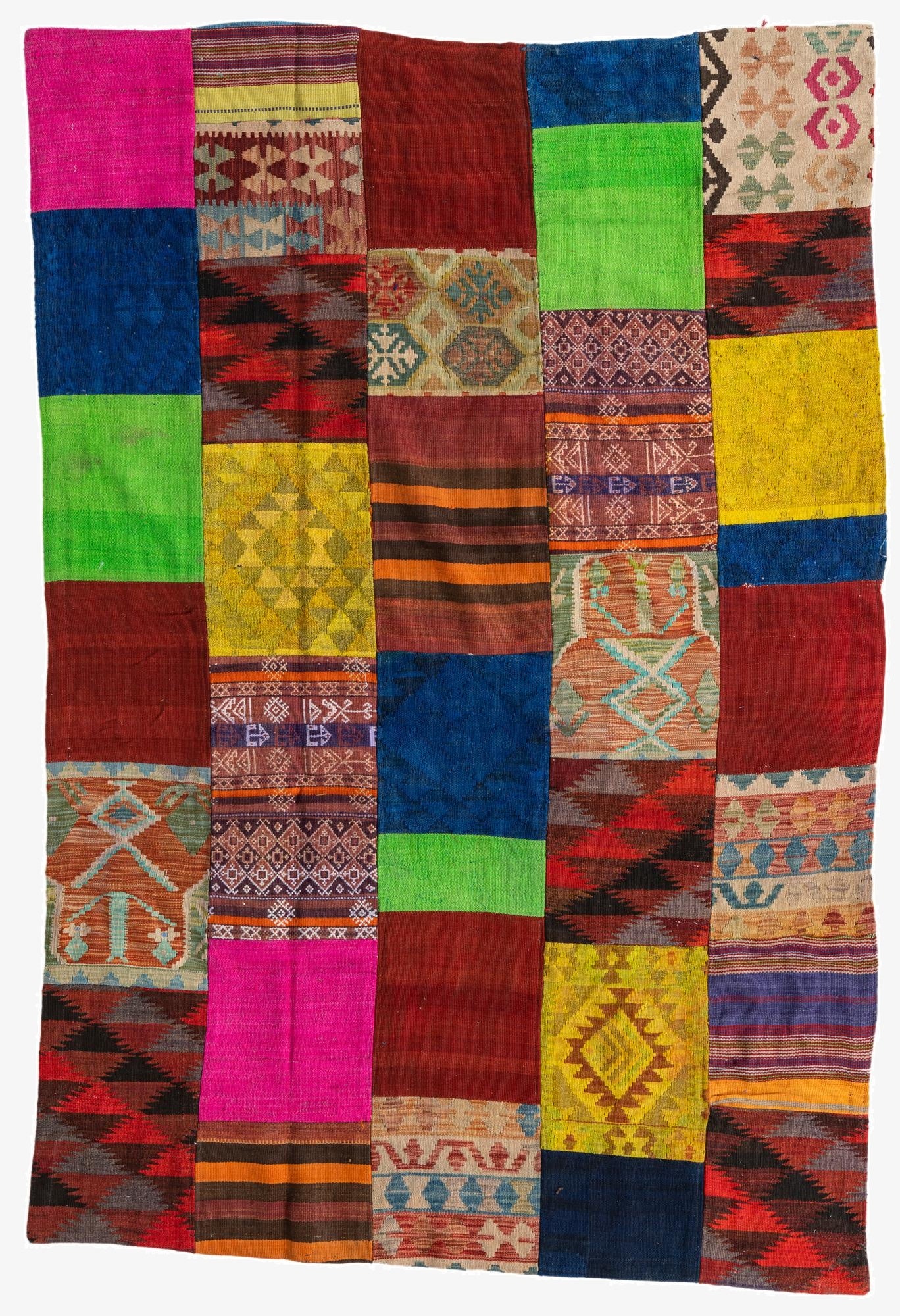 5' 6 x 8'  Hand Woven Kilim Patchwork Wool Rug