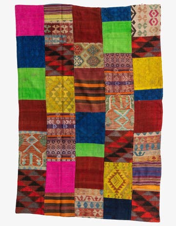 5' 6 x 8' Hand Woven Kilim Patchwork Wool Rug