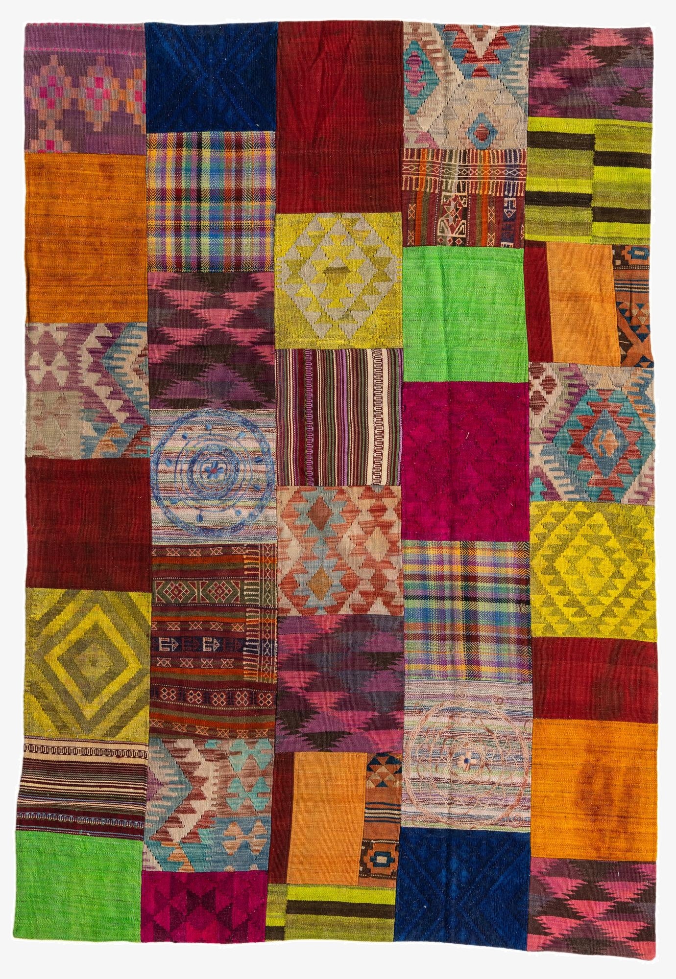 5' 5 x 8'  Hand Woven Kilim Patchwork Wool Rug