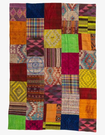 5' 5 x 8' Hand Woven Kilim Patchwork Wool Rug