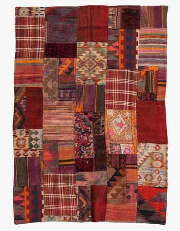 4' 2 x 6' Hand Woven Kilim Patchwork Wool Rug