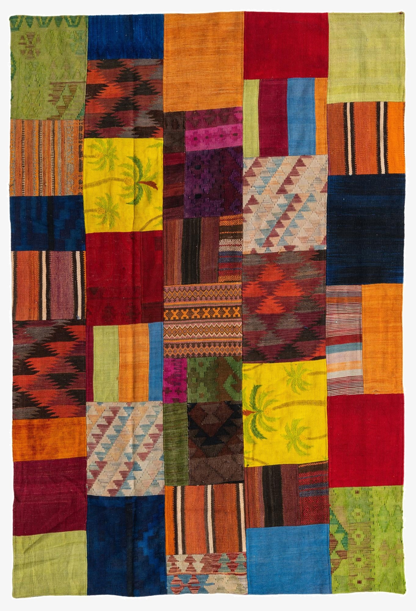 5' 4 x 7' 9  Hand Woven Kilim Patchwork Wool Rug