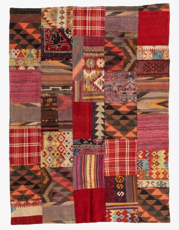 5' x 6' 9 Hand Woven Kilim Patchwork Wool Rug