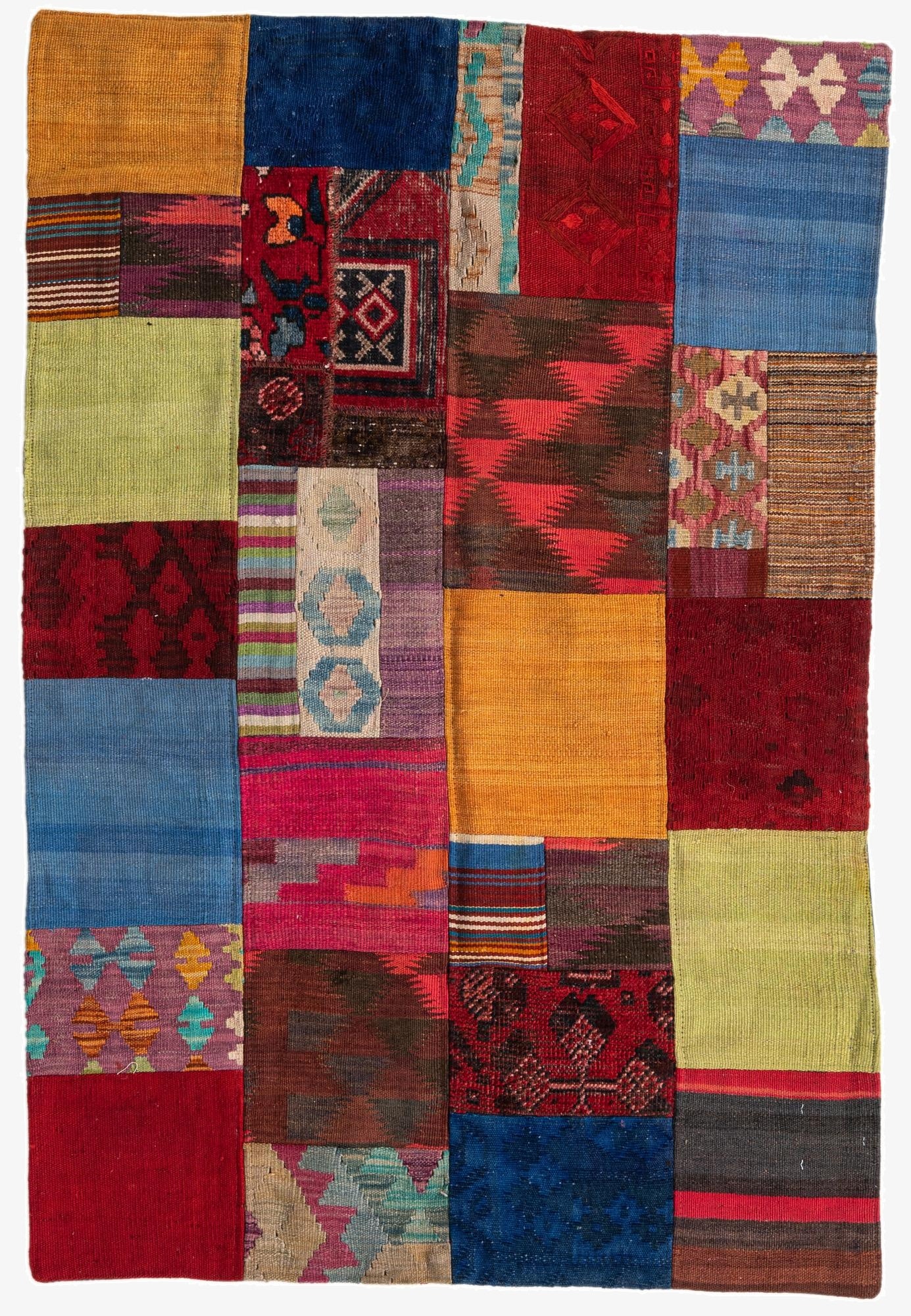 3' 4 x 5'  Hand Woven Kilim Patchwork Wool Rug