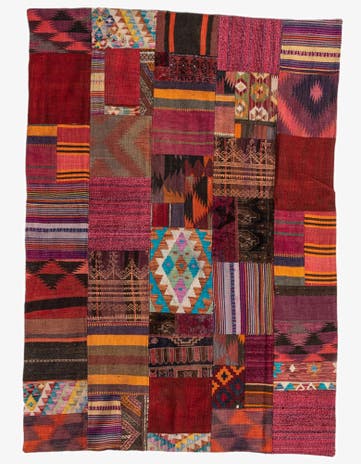 4' 9 x 6' 9 Hand Woven Kilim Patchwork Wool Rug
