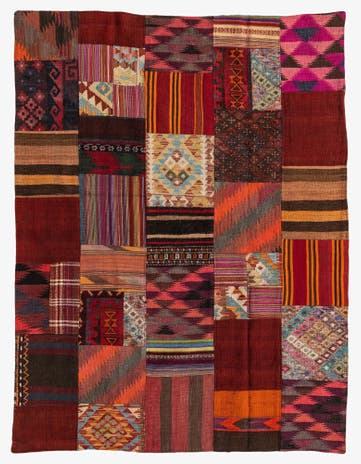 5' 2 x 6' 10 Hand Woven Kilim Patchwork Wool Rug