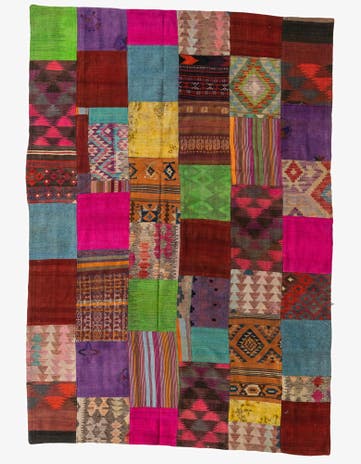 6' 6 x 9' 4 Hand Woven Kilim Patchwork Wool Rug