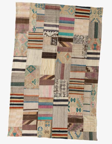 6' 4 x 9' 8 Hand Woven Kilim Patchwork Wool Rug
