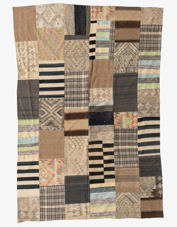 6' 5 x 9' 6 Hand Woven Kilim Patchwork Wool Rug