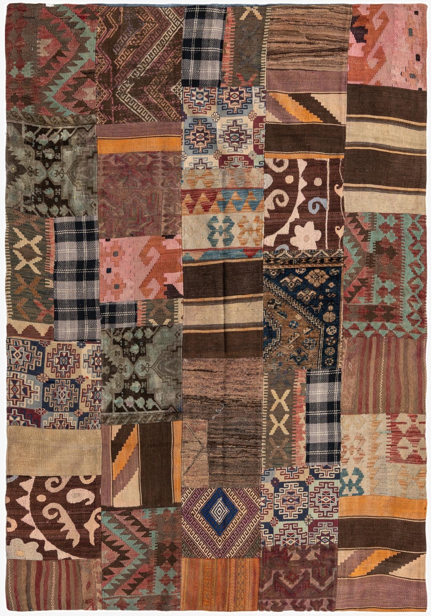 5' 5 x 8'  Hand Woven Kilim Patchwork Wool Rug