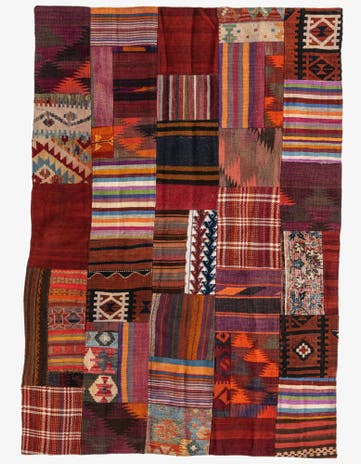 4' 2 x 5' 10 Hand Woven Kilim Patchwork Wool Rug