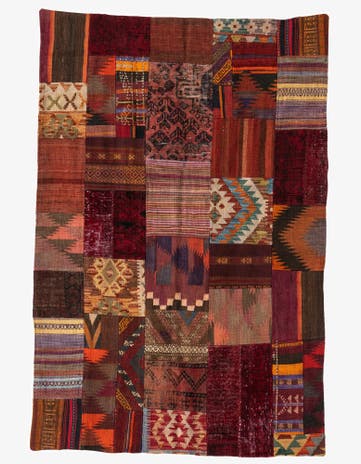 4' x 6' Hand Woven Kilim Patchwork Wool Rug