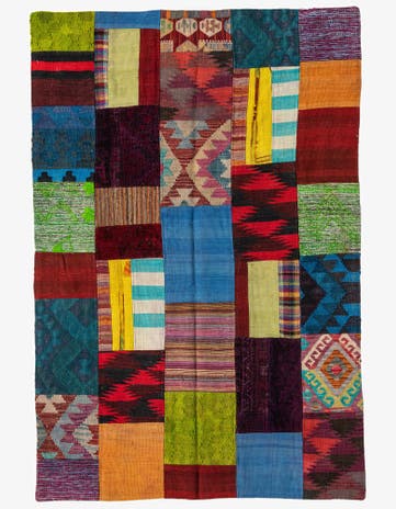4' x 6' Hand Woven Kilim Patchwork Wool Rug