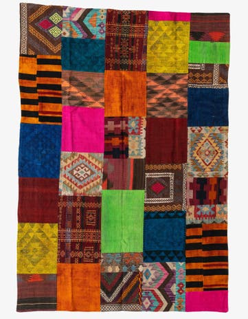 5' 6 x 7' 10 Hand Woven Kilim Patchwork Wool Rug