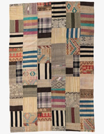 6' 6 x 10' Hand Woven Kilim Patchwork Wool Rug