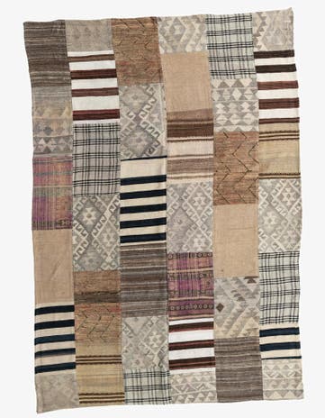 6' 5 x 9' 3 Hand Woven Kilim Patchwork Wool Rug