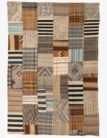 6' 6 x 9' 6 Hand Woven Kilim Patchwork Wool Rug