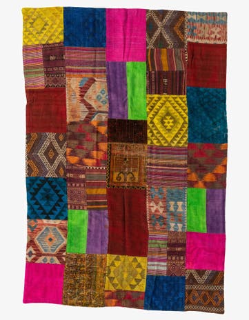 5' 5 x 8' 1 Hand Woven Kilim Patchwork Wool Rug