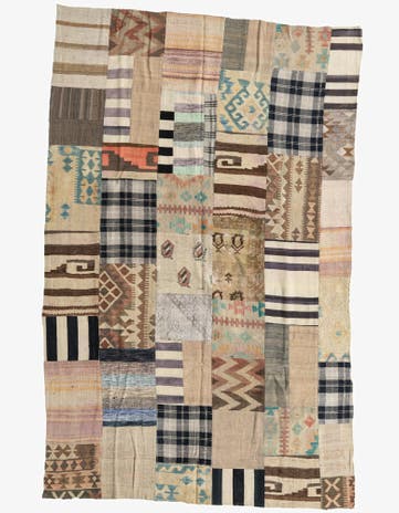 6' 2 x 9' 8 Hand Woven Kilim Patchwork Wool Rug