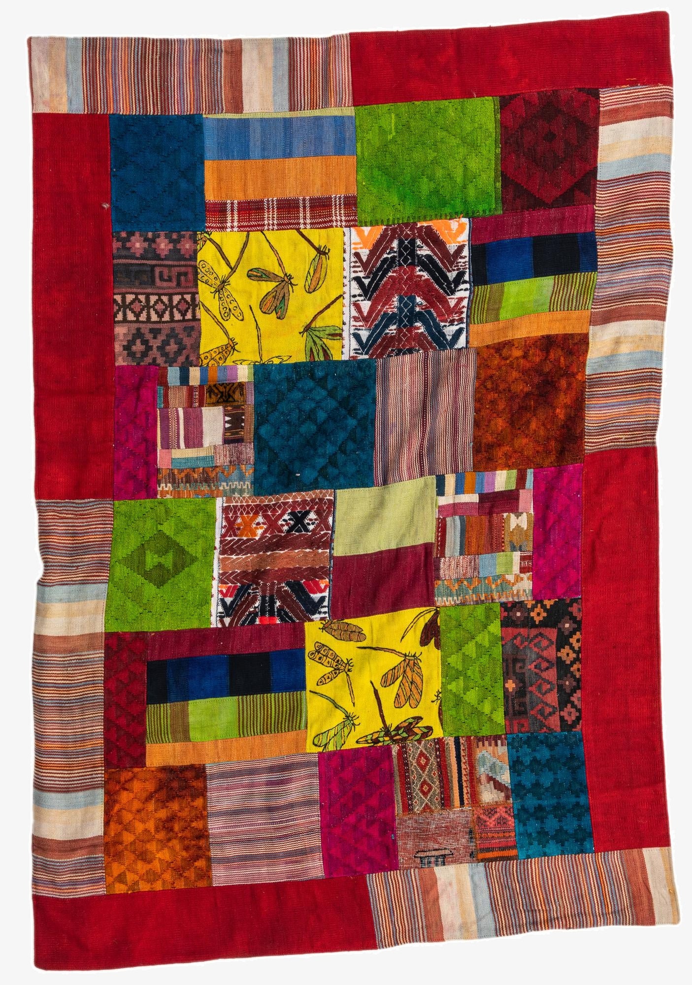 5' 5 x 8'  Hand Woven Kilim Patchwork Wool Rug