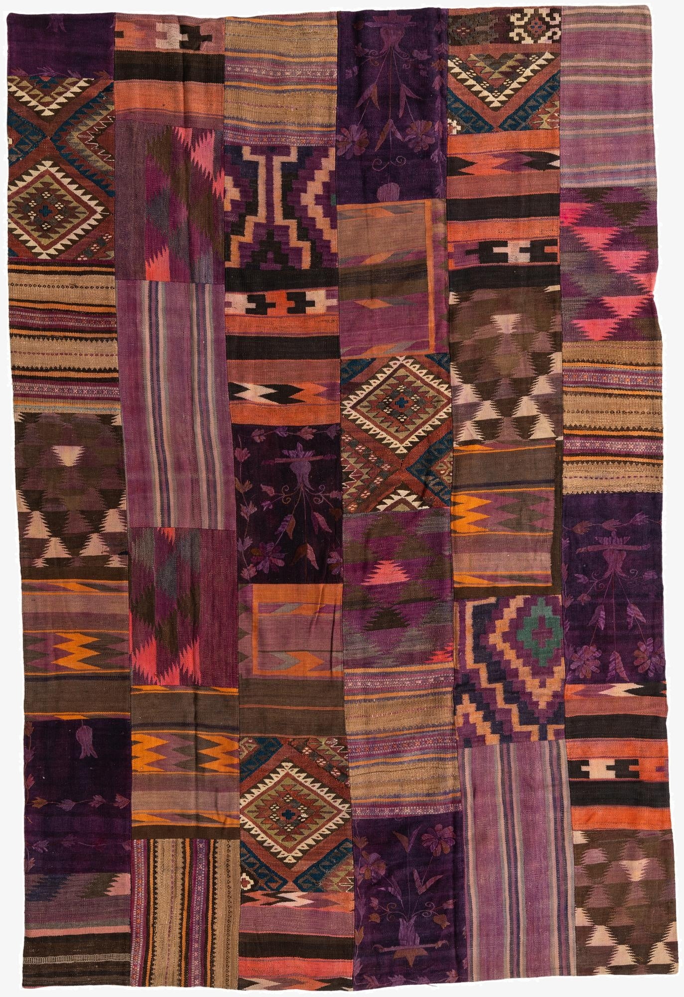 7' x 10' 5  Hand Woven Kilim Patchwork Wool Rug