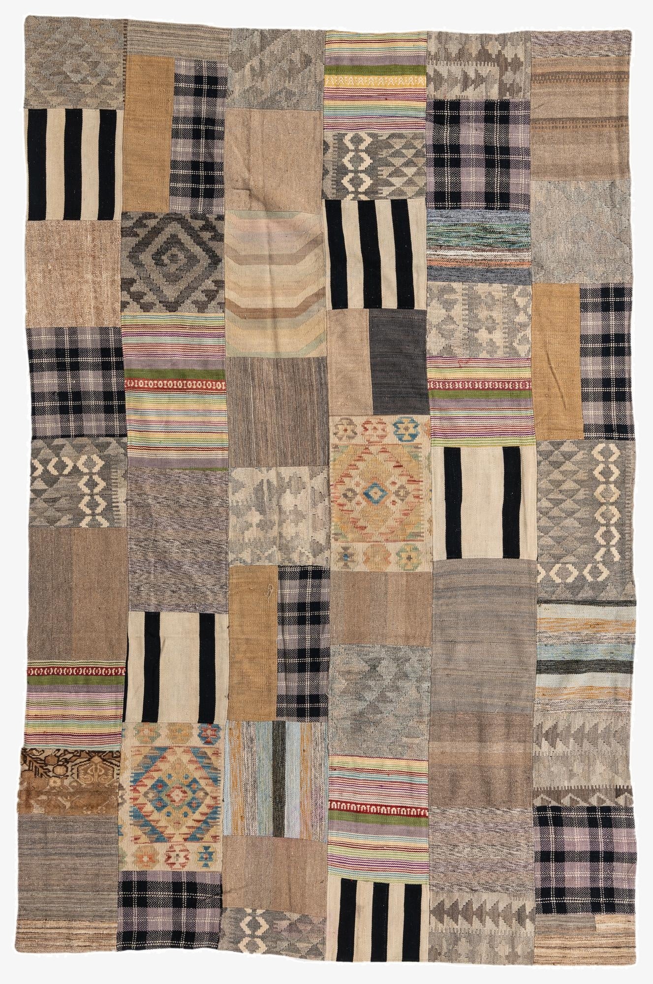 6' 6 x 9' 9  Hand Woven Kilim Patchwork Wool Rug