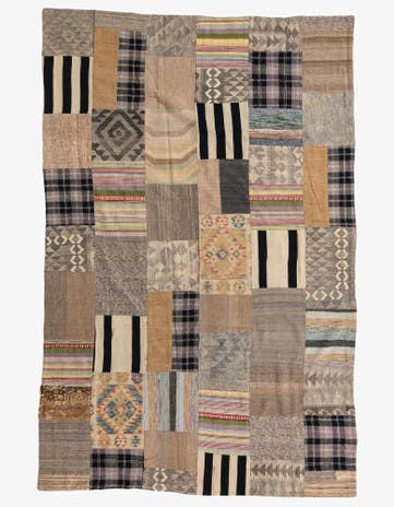 6' 6 x 9' 9 Hand Woven Kilim Patchwork Wool Rug