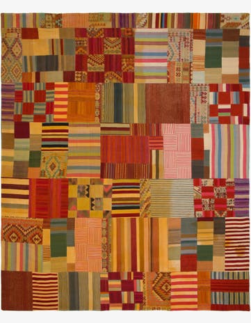 12' 5 x 15' Hand Woven Kilim Patchwork Wool Rug