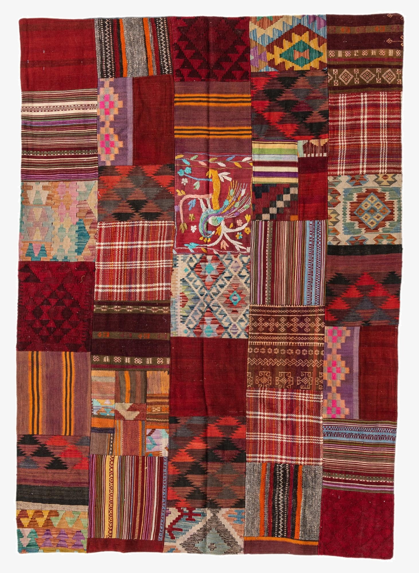 5' 6 x 7' 9  Hand Woven Kilim Patchwork Wool Rug