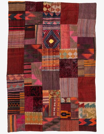 4' x 5' 11 Hand Woven Kilim Patchwork Wool Rug