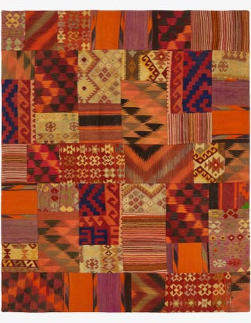 6' 6 x 8' Hand Woven Kilim Patchwork Wool Rug