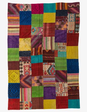 6' 7 x 10' Hand Woven Kilim Patchwork Wool Rug