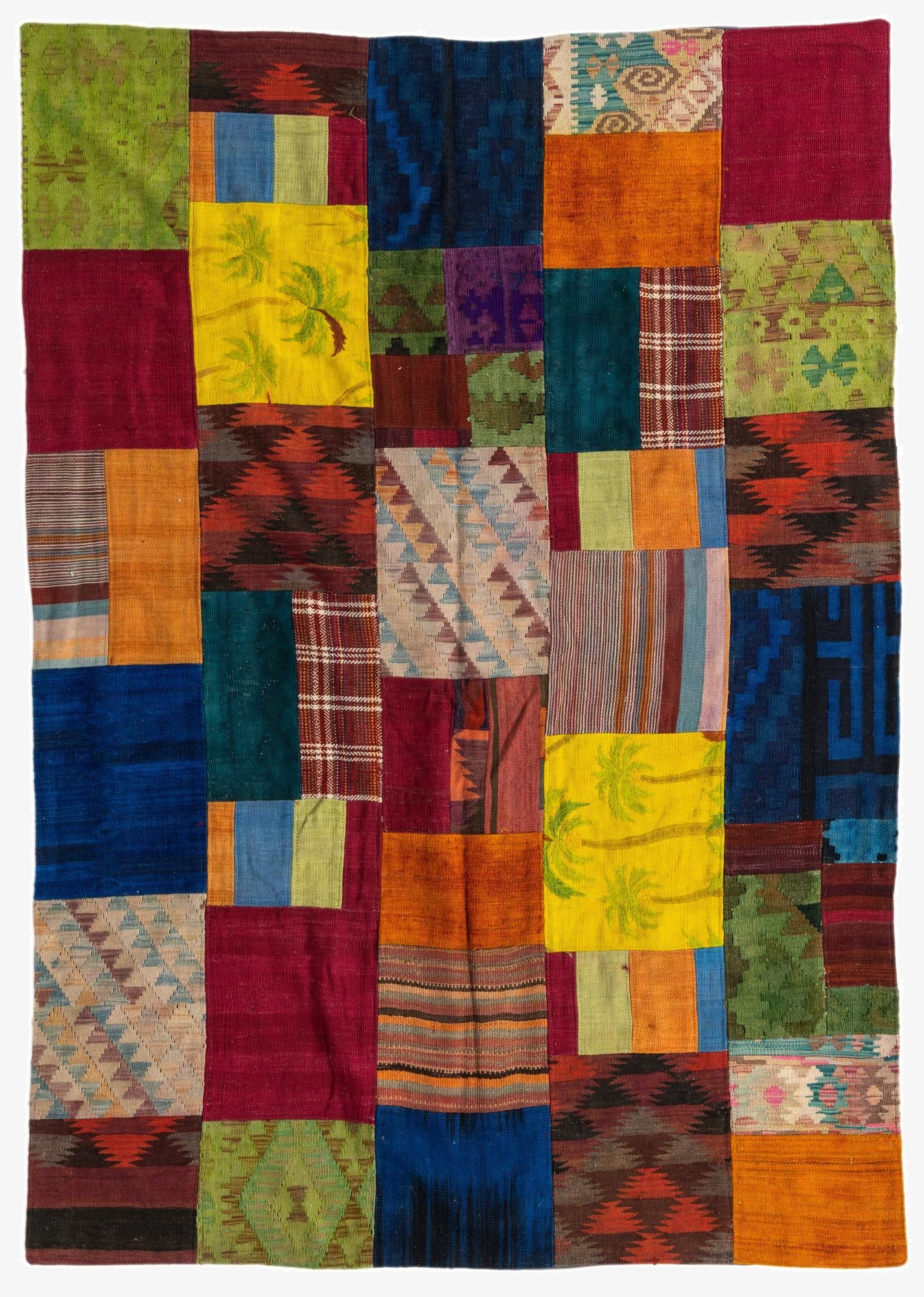 5' 7 x 7' 10  Hand Woven Kilim Patchwork Wool Rug