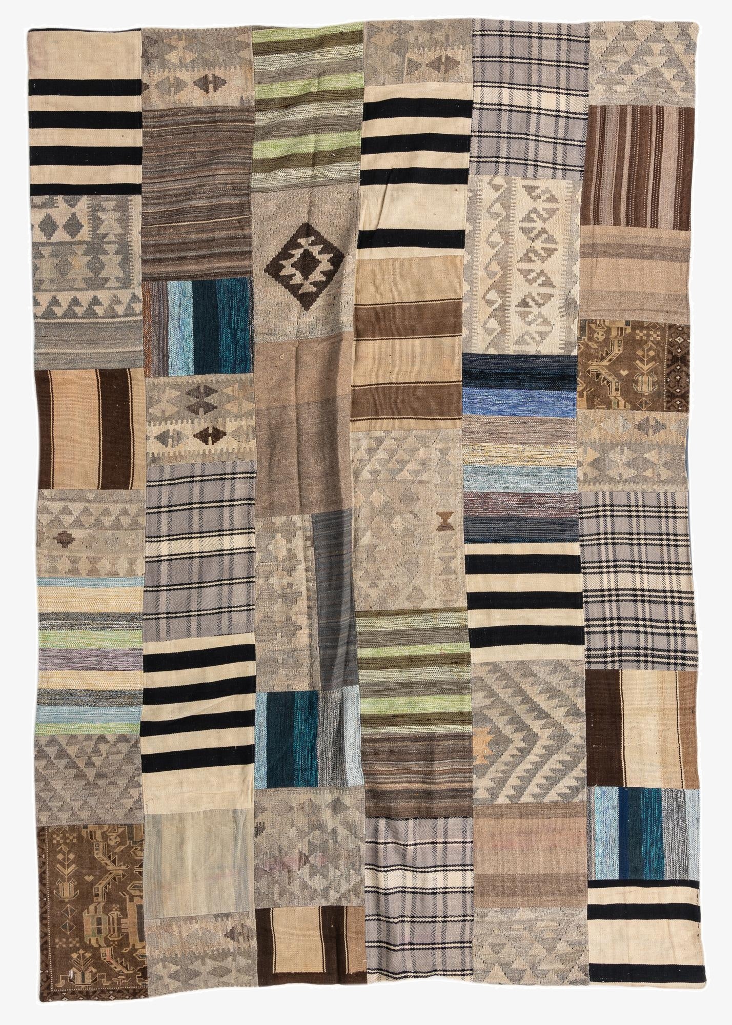 6' 7 x 9' 8  Hand Woven Kilim Patchwork Wool Rug