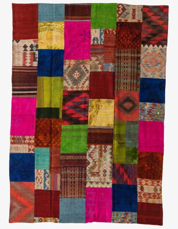 6' 8 x 9' 6 Hand Woven Kilim Patchwork Wool Rug