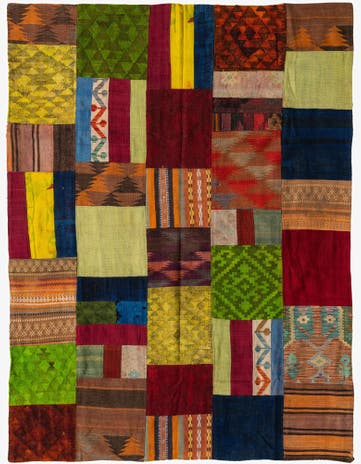 5' 3 x 7' 7 Hand Woven Kilim Patchwork Wool Rug