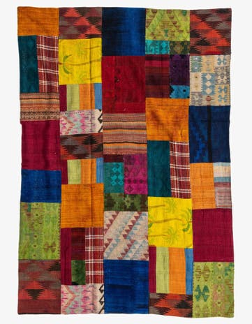 5' 8 x 8' Hand Woven Kilim Patchwork Wool Rug