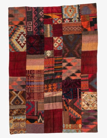 4' x 5' 9 Hand Woven Kilim Patchwork Wool Rug