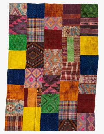 5' 7 x 8' Hand Woven Kilim Patchwork Wool Rug