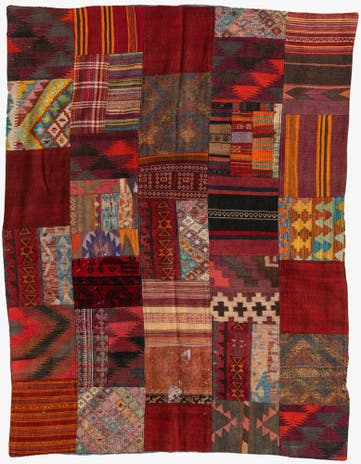 5' 1 x 6' 7 Hand Woven Kilim Patchwork Wool Rug