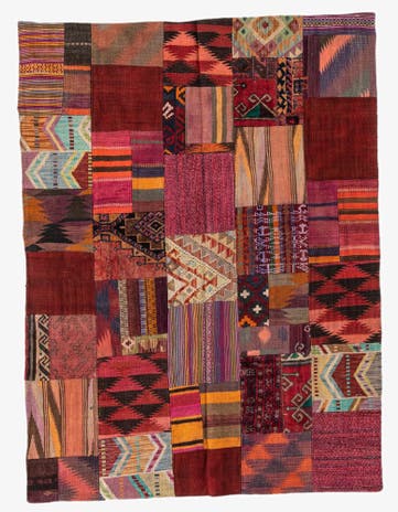 4' 10 x 6' 5 Hand Woven Kilim Patchwork Wool Rug